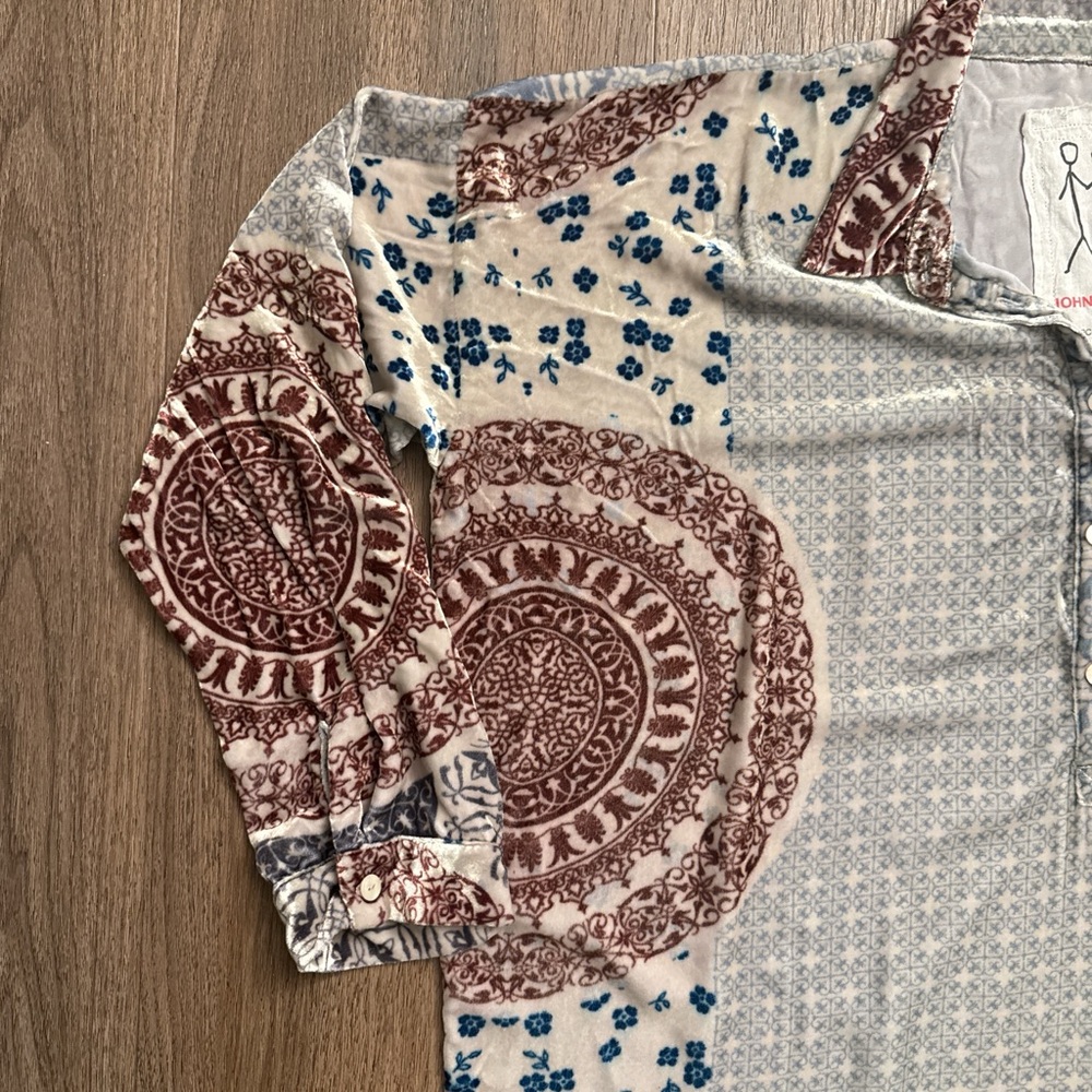 Johnny was women’s patchwork half button blouse s… - image 2